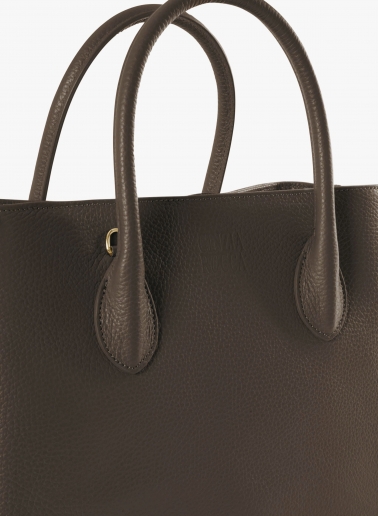 Small brown genuine leather tote bag