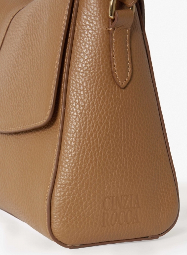 Tobacco color genuine leather handbag