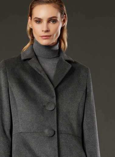 Long single breasted grey pure silk frock coat