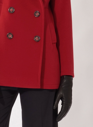 Red double breasted wool and cashmere peacoat