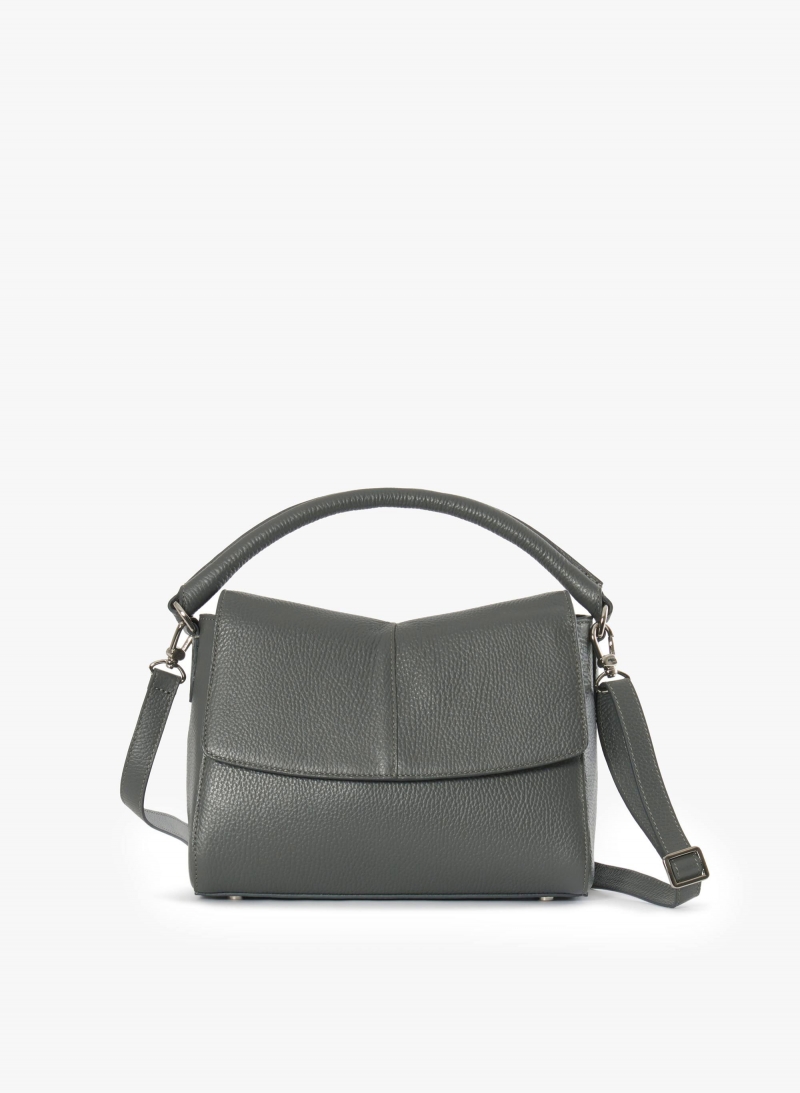 Grey genuine leather handbag