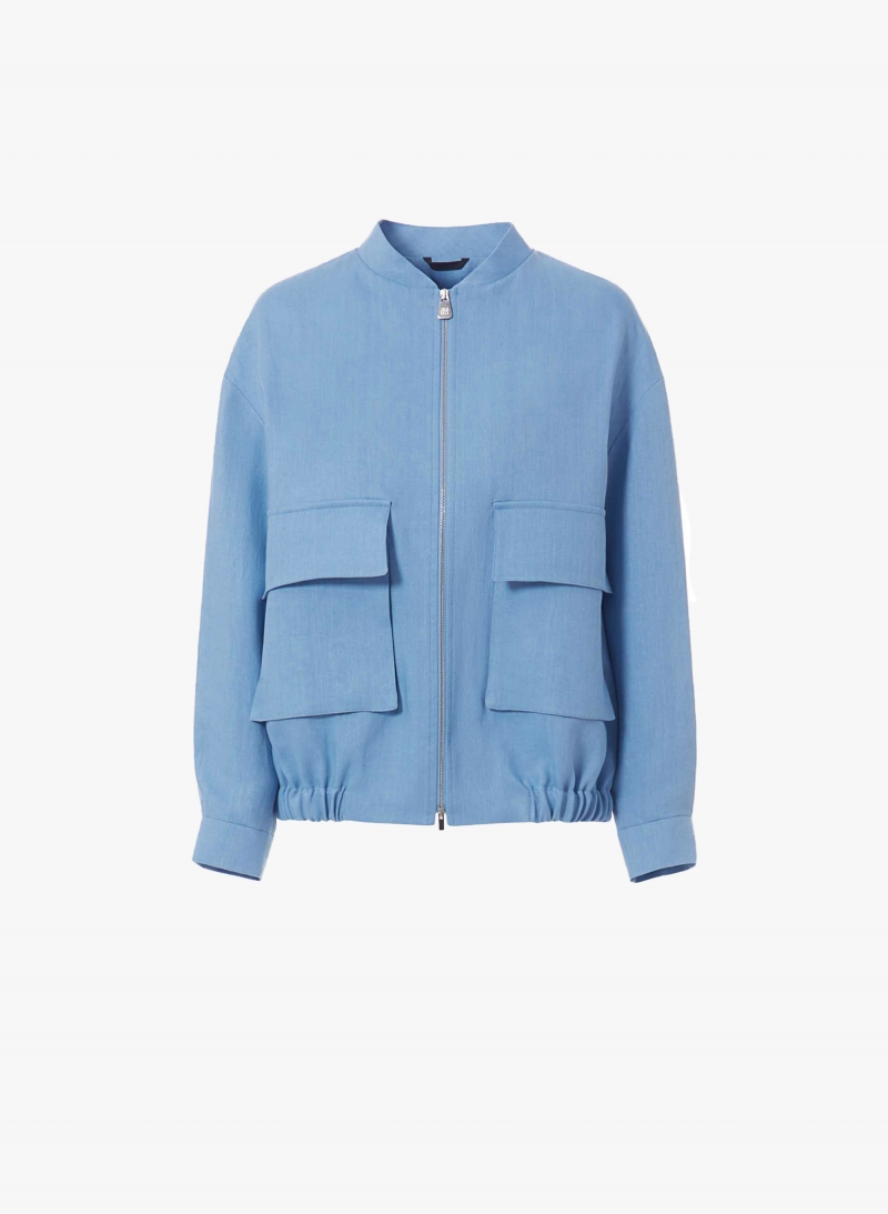 Light blue linen bomber jacket