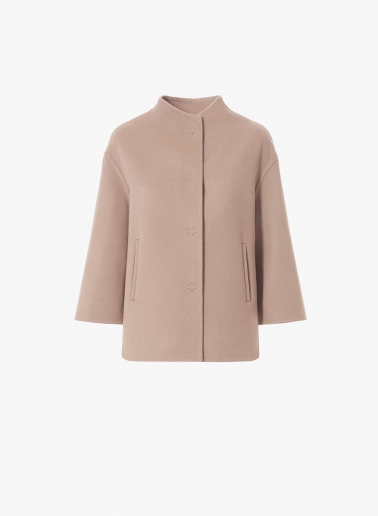 Pink jacket in pure double wool with high collar | Cinzia Rocca