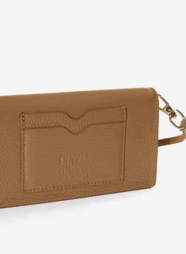 Tobacco color genuine leather phone bag
