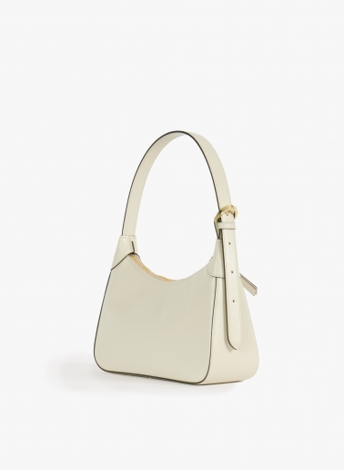 Beige smooth leather shoulder bag
