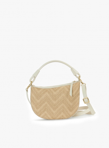Asymmetrical straw bag with beige leather details | Cinzia Rocca