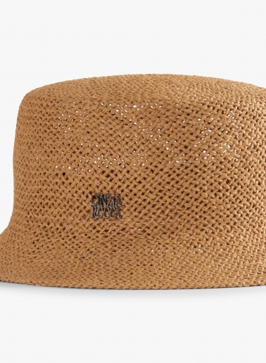 Camel straw bucket hat