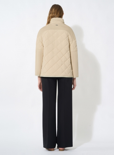 Beige quilted jacket in technical fabric with lurex details
