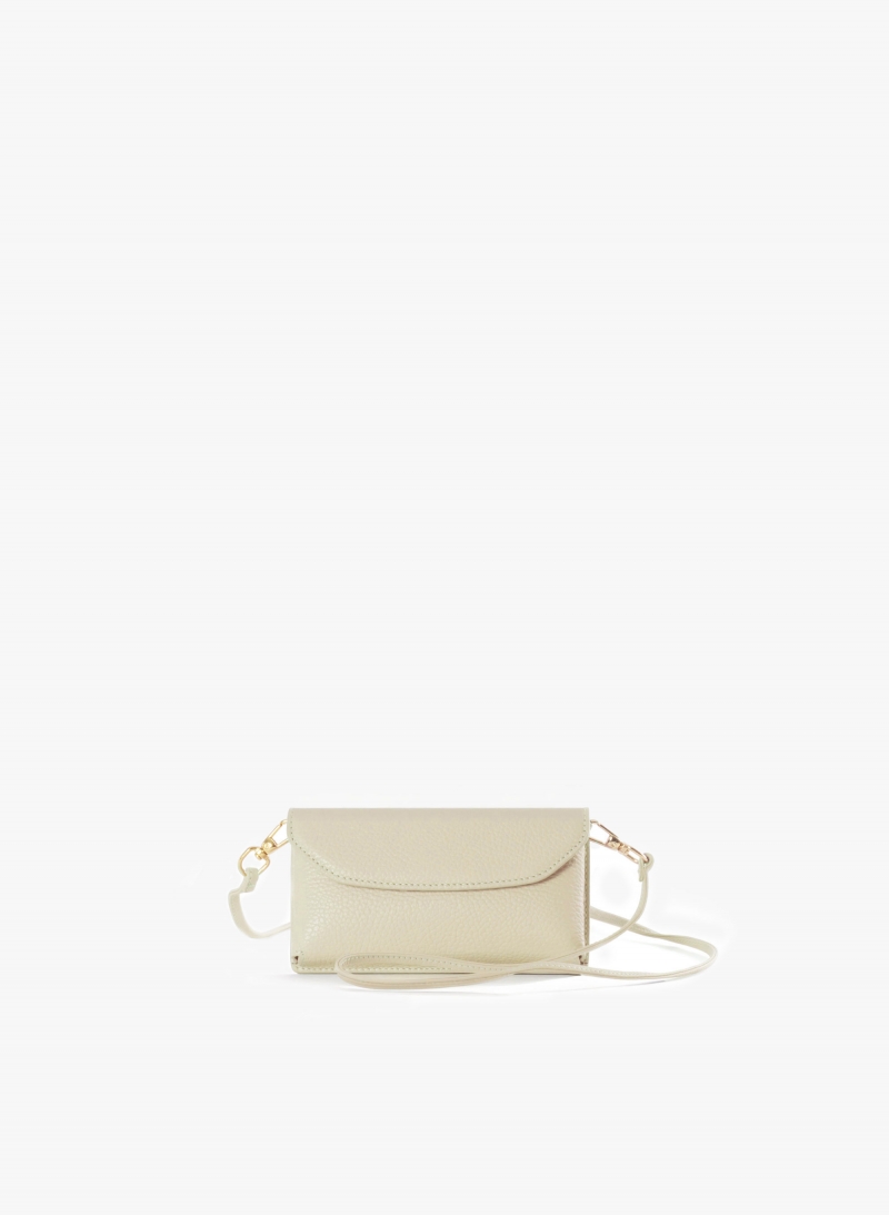 Beige genuine leather phone bag