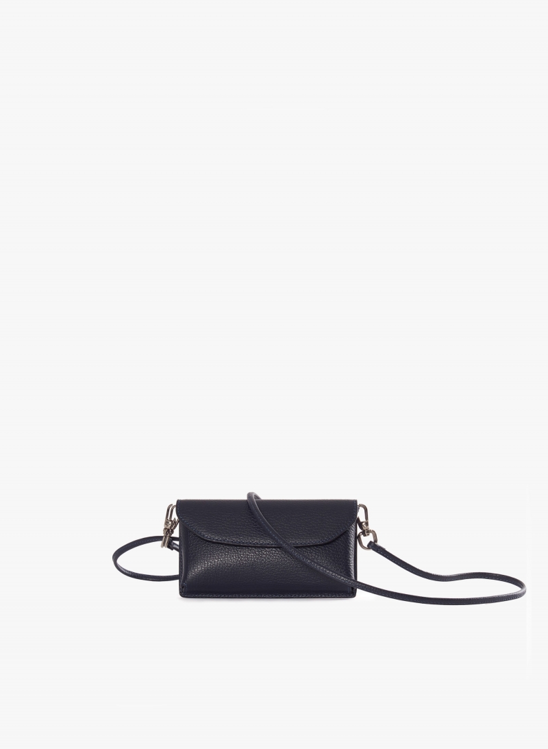 Blue genuine leather phone bag
