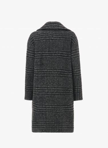 Double breasted checked coat with notch collar