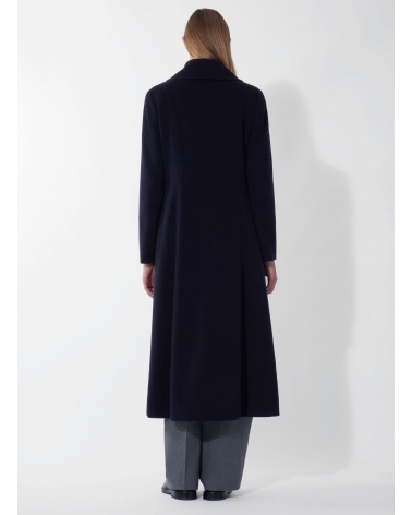 Maxi double breasted blue pure wool frock coat | Cinzia Rocca