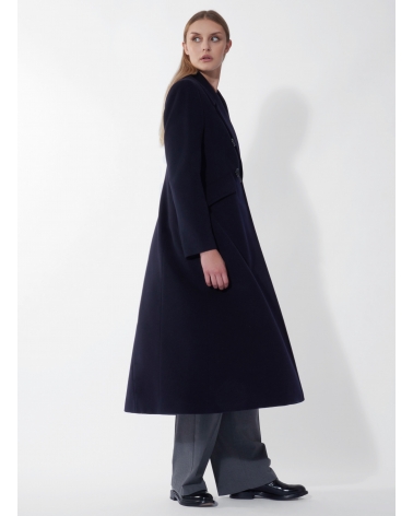 Maxi double breasted blue pure wool frock coat | Cinzia Rocca