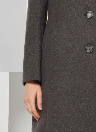 Grey pure wool coat with detachable nylon bib