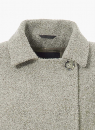 Beige double breasted cape in bouclé effect fabric