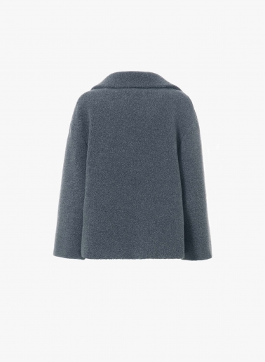 Short grey wool coat with maxi notch collar