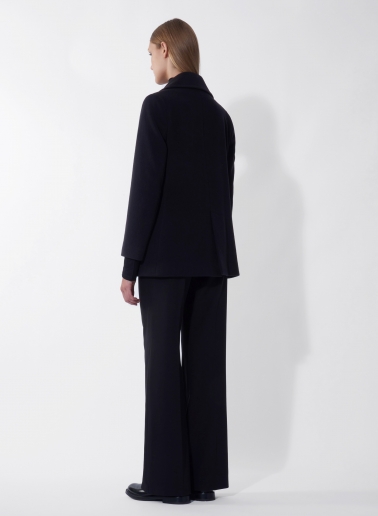 Black wool and cashmere peacoat with metal buttons with logo