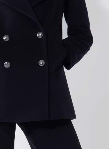 Black wool and cashmere peacoat with metal buttons with logo