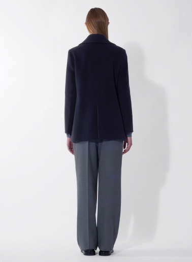 Blue wool and cashmere peacoat with metal buttons with logo