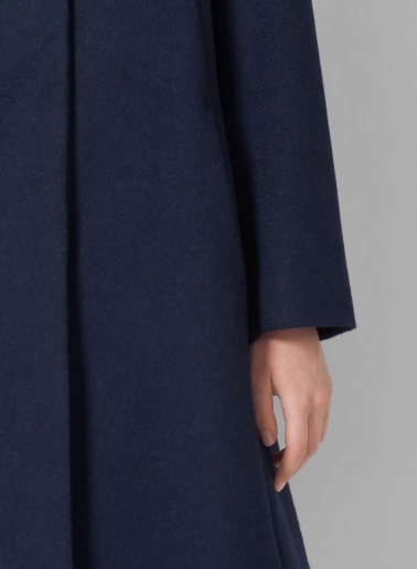 Flared blue pure cashmere coat