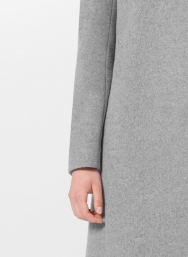 Light grey wool and cashmere coat with high stand up collar