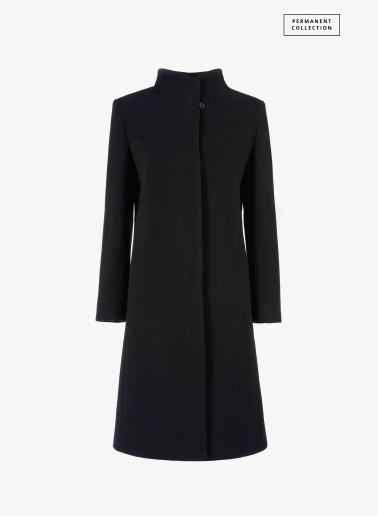 Black pure cashmere coat with high stand up collar | Cinzia Rocca