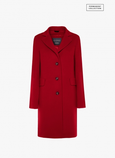 Straight red wool and cashmere coat with masculine cut | Cinzia Rocca