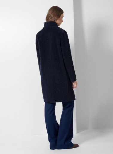 Blue wool and alpaca coat with inverted notch collar