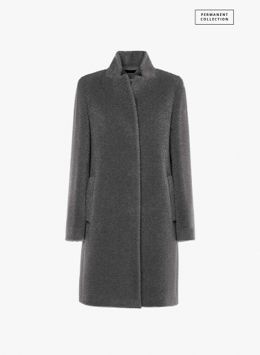 Grey wool and alpaca coat with inverted notch collar | Cinzia Rocca