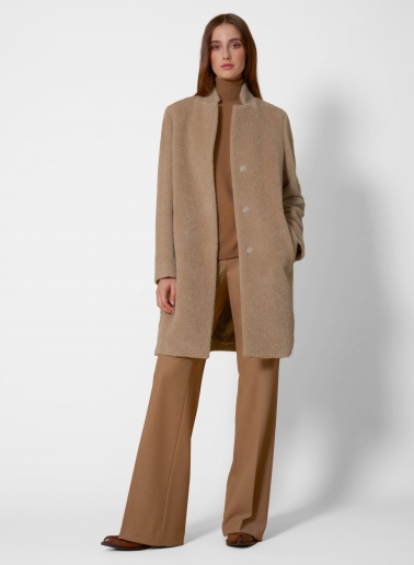 Dark beige wool and alpaca coat with inverted notch collar