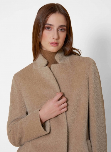 Dark beige wool and alpaca coat with inverted notch collar