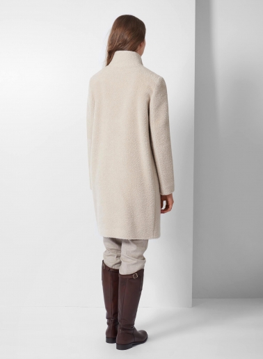 Beige wool and alpaca coat with inverted notch collar