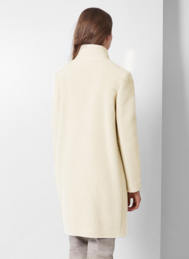 White wool and alpaca coat with inverted notch collar