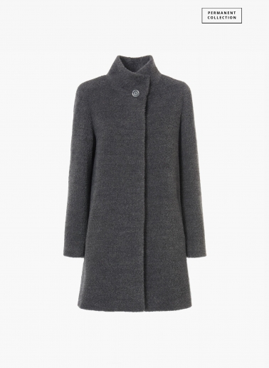 Short flared grey wool and alpaca coat with side vents | Cinzia Rocca