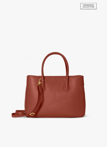 Terracotta genuine leather tote bag