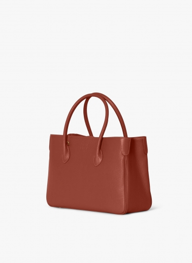 Terracotta genuine leather tote bag