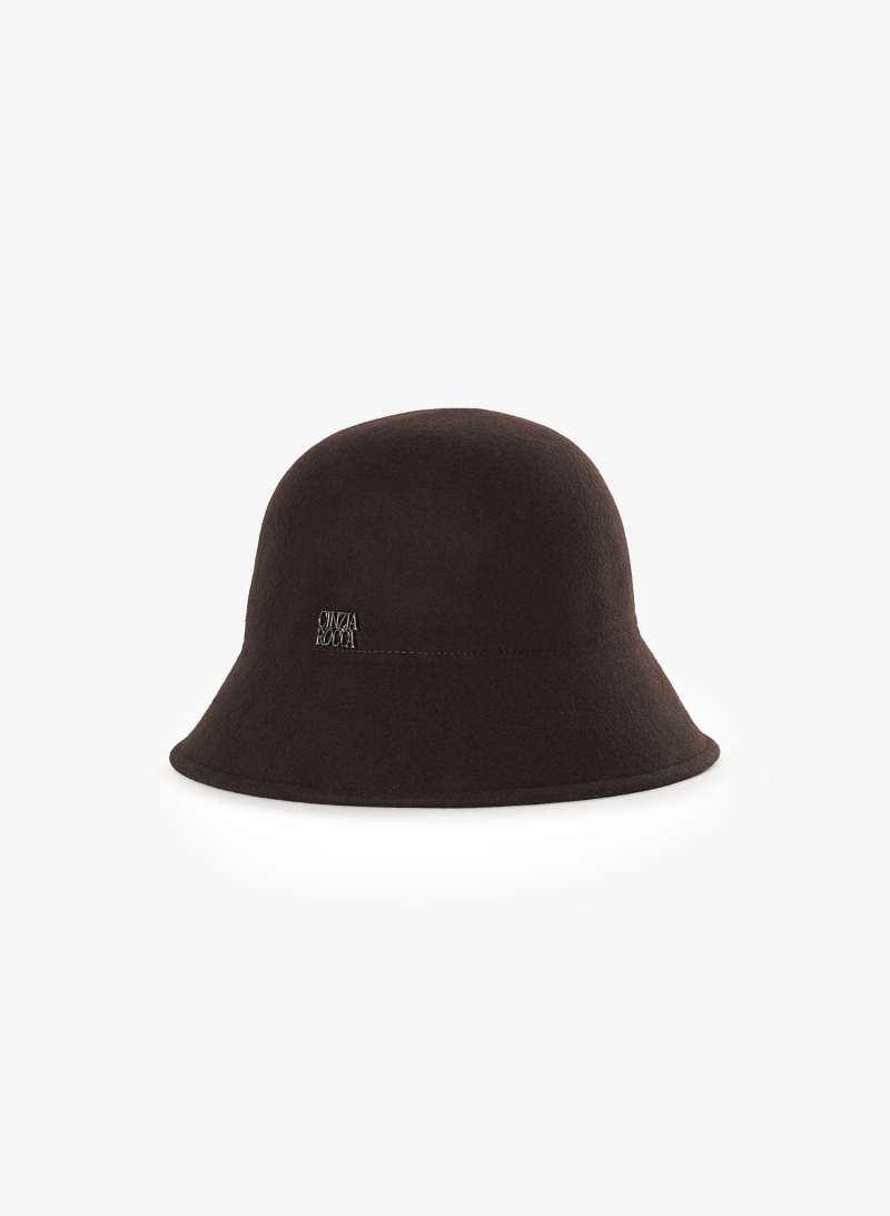 Brown wool cloche hat