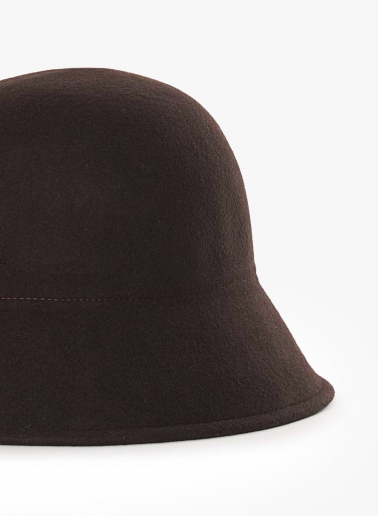 Brown wool cloche hat