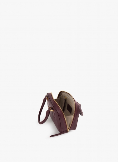 Burgundy genuine leather mini bag with double zip