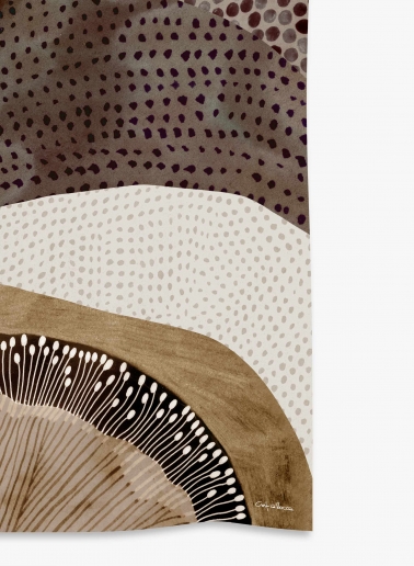 Beige twill silk scarf with abstact pattern