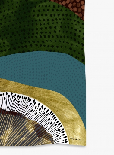 Green twill silk scarf with abstact pattern