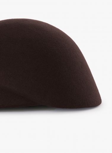 Brown asymmetrical wool beret