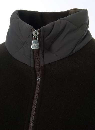 Brown wool and cashmere cape with quilted inserts