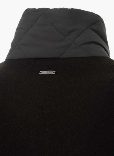 Brown wool and cashmere cape with quilted inserts
