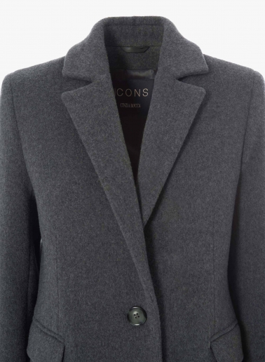 Maxi grey wool coat with masculine cut