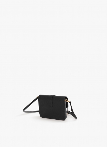 Black genuine leather mini shoulder bag