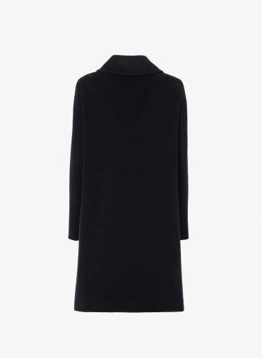 Black pure wool coat with shirt collar