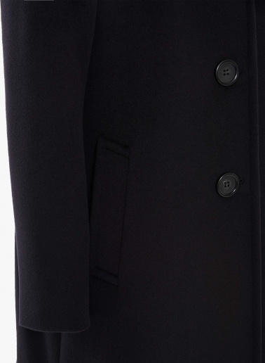 Black pure wool coat with shirt collar