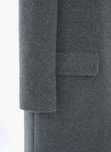 Grey wool parka with fur like finish texture
