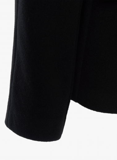 Black wool short coat with detachable scarf